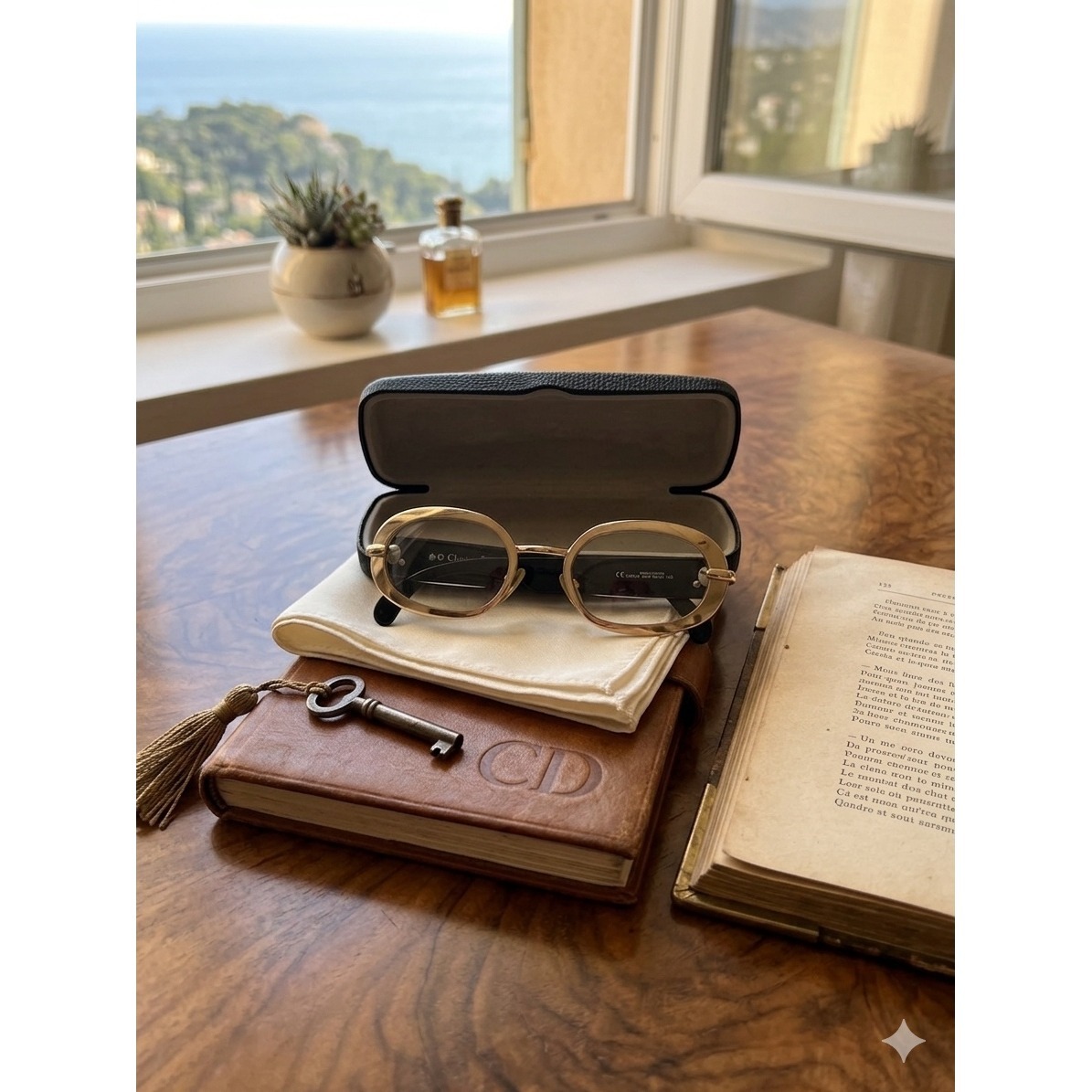 Christian Dior Vintage Carla 42w Gold Amber Oval Glasses Frames Austria 49-22